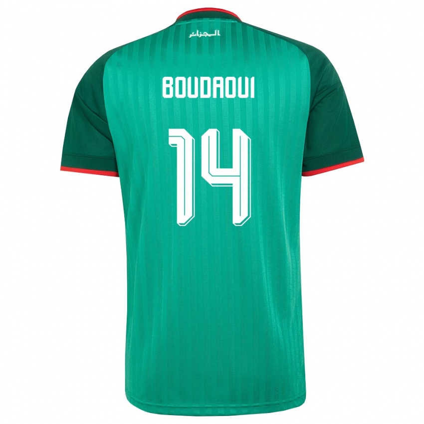 ילדים אלג'יריה הישאם בודאווי #14 ירוק אדום לבן הרחק ג'רזי 26-28 חולצה קצרה