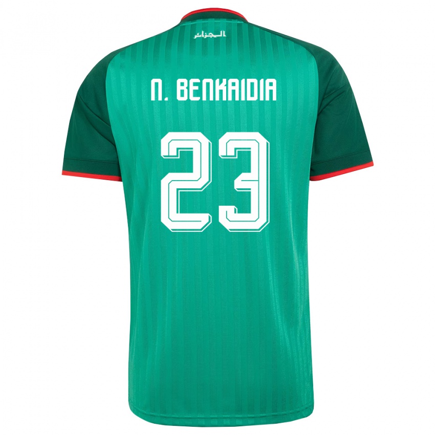 ילדים אלג'יריה Nazim Mohamed Salah Benkaidia #23 ירוק אדום לבן הרחק ג'רזי 26-28 חולצה קצרה