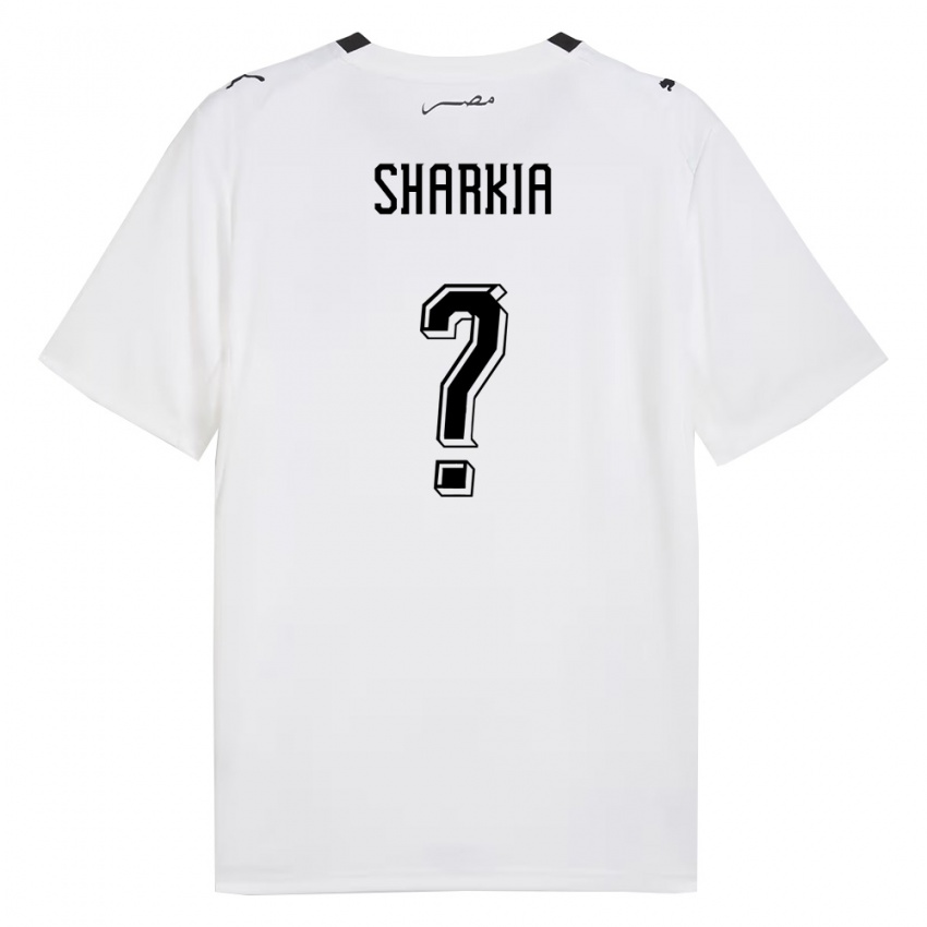 ילדים מצרים Mohamed Sharkia #0 לבן אפור שחור הרחק ג'רזי 26-28 חולצה קצרה