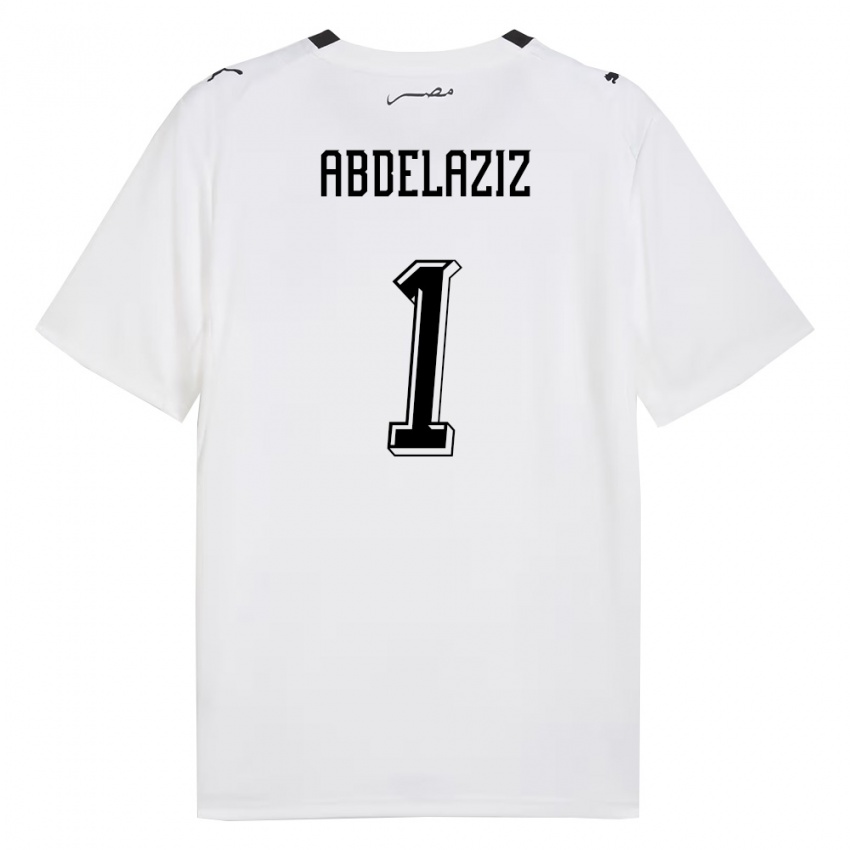 ילדים מצרים Omar Abdelaziz #1 לבן אפור שחור הרחק ג'רזי 26-28 חולצה קצרה
