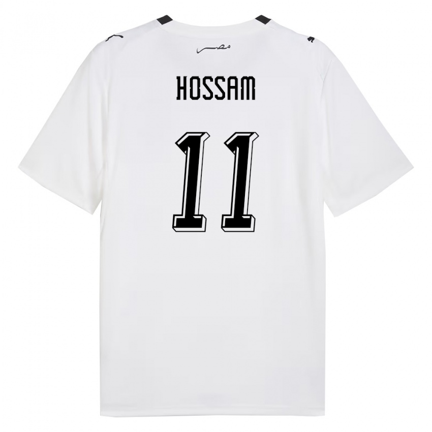ילדים מצרים Yassin Hossam #11 לבן אפור שחור הרחק ג'רזי 26-28 חולצה קצרה