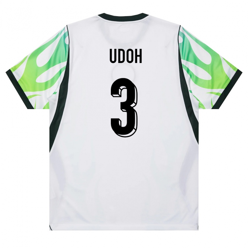 ילדים ניגריה Solomon Udoh #3 לבן ירוק הרחק ג'רזי 26-28 חולצה קצרה
