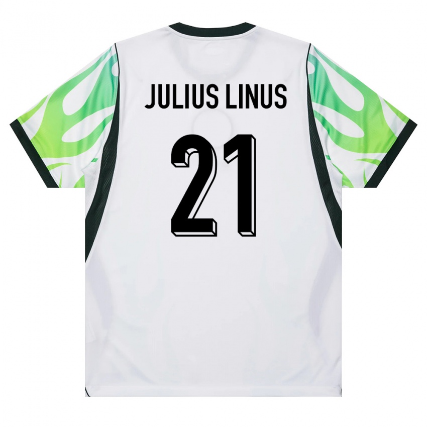 ילדים ניגריה Chijoke Julius Linus #21 לבן ירוק הרחק ג'רזי 26-28 חולצה קצרה