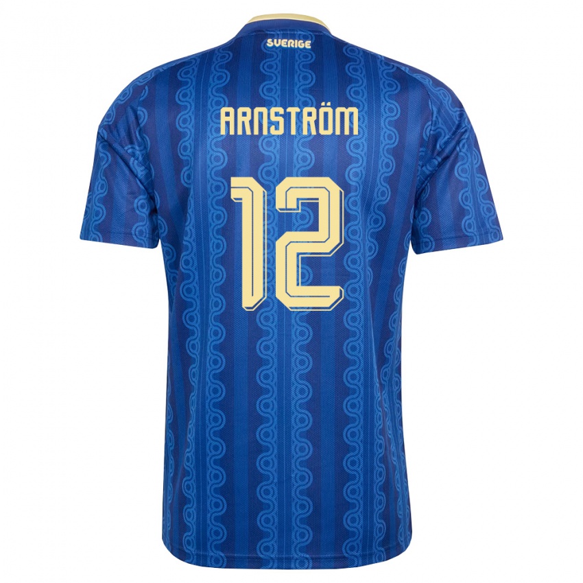 ילדים שוודיה Vincent Arnström #12 כחול כהה צהוב הרחק ג'רזי 26-28 חולצה קצרה