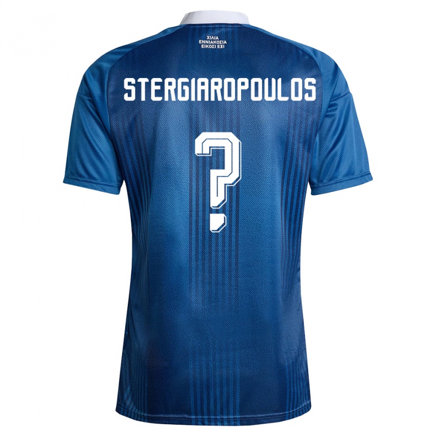 ילדים יוון Sotiris Stergiaropoulos #0 כהה כחול לבן הרחק ג'רזי 26-28 חולצה קצרה