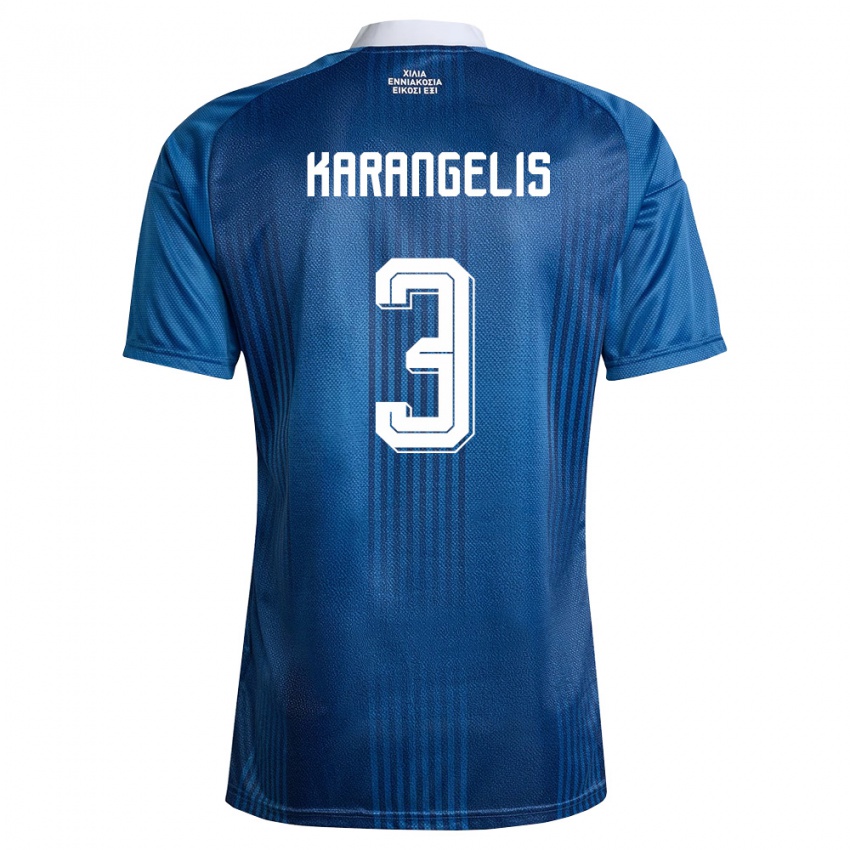 ילדים יוון Konstantinos Karangelis #3 כהה כחול לבן הרחק ג'רזי 26-28 חולצה קצרה