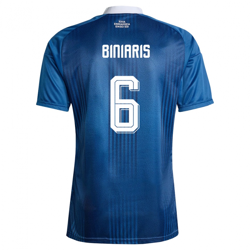 ילדים יוון Panagiotis Biniaris #6 כהה כחול לבן הרחק ג'רזי 26-28 חולצה קצרה
