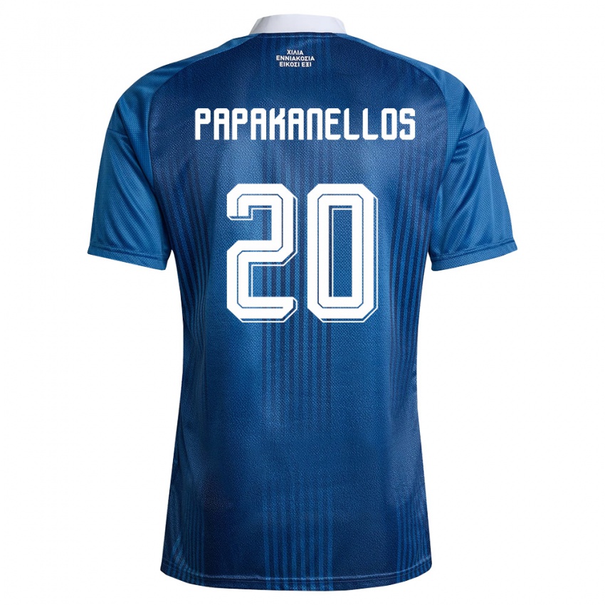 ילדים יוון Antonis Papakanellos #20 כהה כחול לבן הרחק ג'רזי 26-28 חולצה קצרה