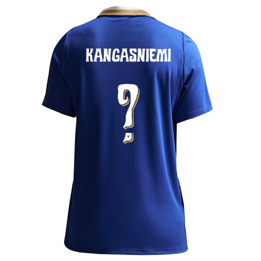 ילדים פינלנד Iiro Kangasniemi #0 כחול לבן הרחק ג'רזי 26-28 חולצה קצרה