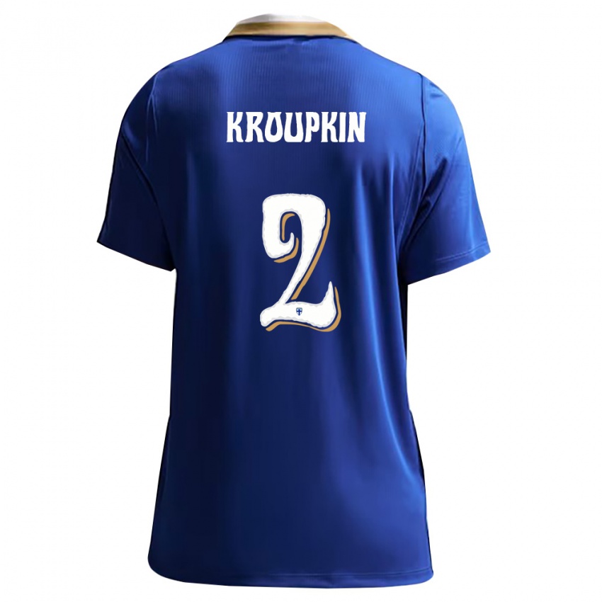 ילדים פינלנד Nicklas Kroupkin #2 כחול לבן הרחק ג'רזי 26-28 חולצה קצרה