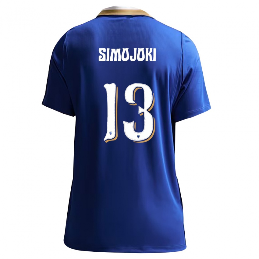 ילדים פינלנד Kaius Simojoki #13 כחול לבן הרחק ג'רזי 26-28 חולצה קצרה