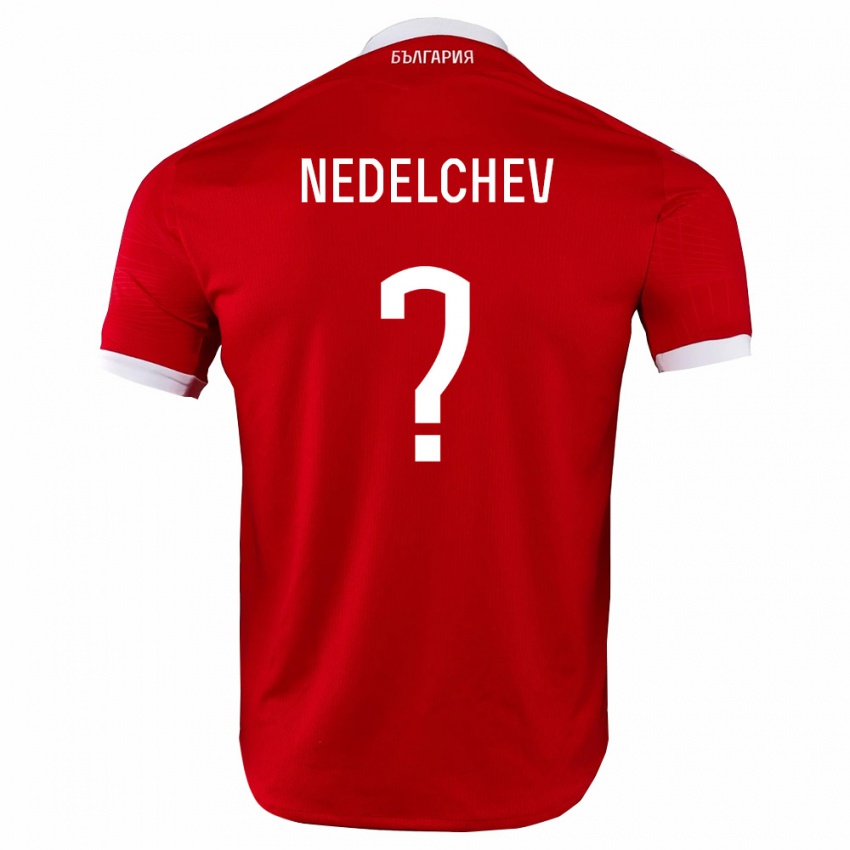 ילדים בולגריה Nikolay Nedelchev #0 אדום לבן הרחק ג'רזי 26-28 חולצה קצרה