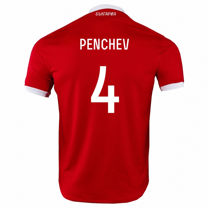 ילדים בולגריה Martin Penchev #4 אדום לבן הרחק ג'רזי 26-28 חולצה קצרה