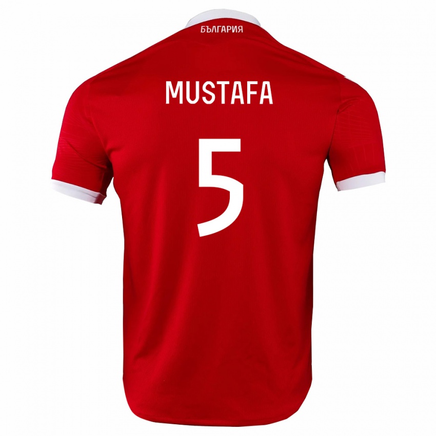 ילדים בולגריה Timur Mustafa #5 אדום לבן הרחק ג'רזי 26-28 חולצה קצרה