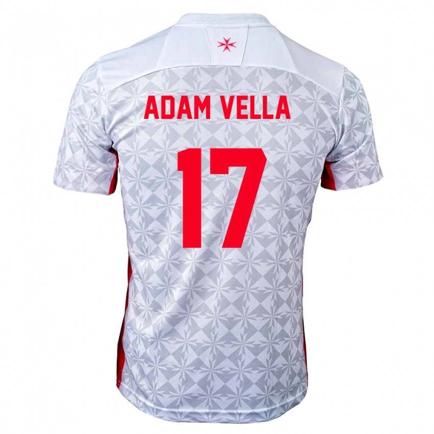 ילדים מלטה Adam Vella #17 אפור לבן אדום הרחק ג'רזי 26-28 חולצה קצרה