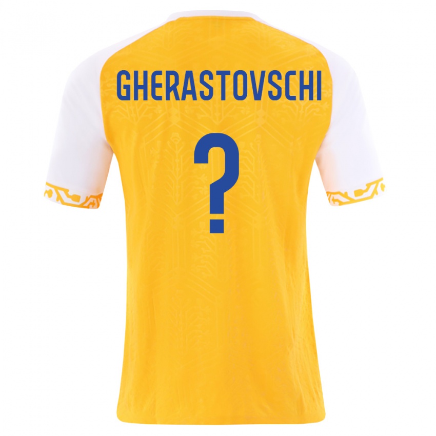 ילדים מולדובה Gherman Gherastovschi #0 צהוב לבן הרחק ג'רזי 26-28 חולצה קצרה