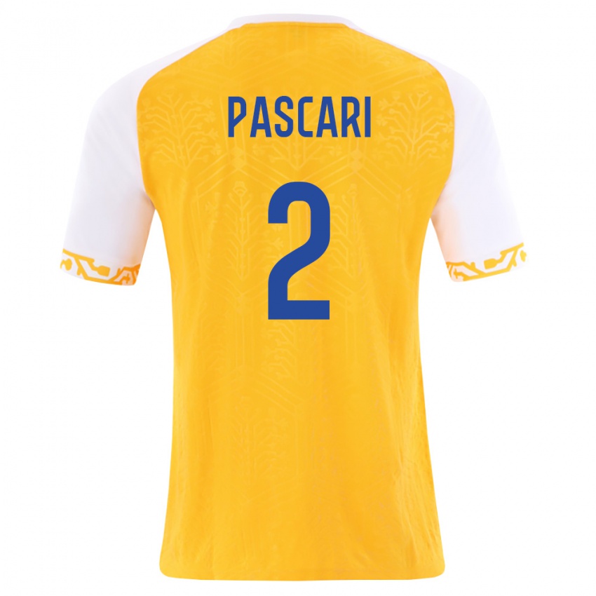 ילדים מולדובה Vlad Pascari #2 צהוב לבן הרחק ג'רזי 26-28 חולצה קצרה