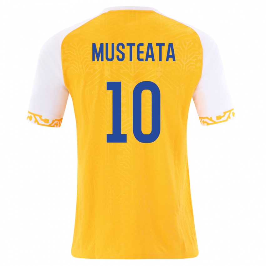 ילדים מולדובה Bogdan Musteata #10 צהוב לבן הרחק ג'רזי 26-28 חולצה קצרה