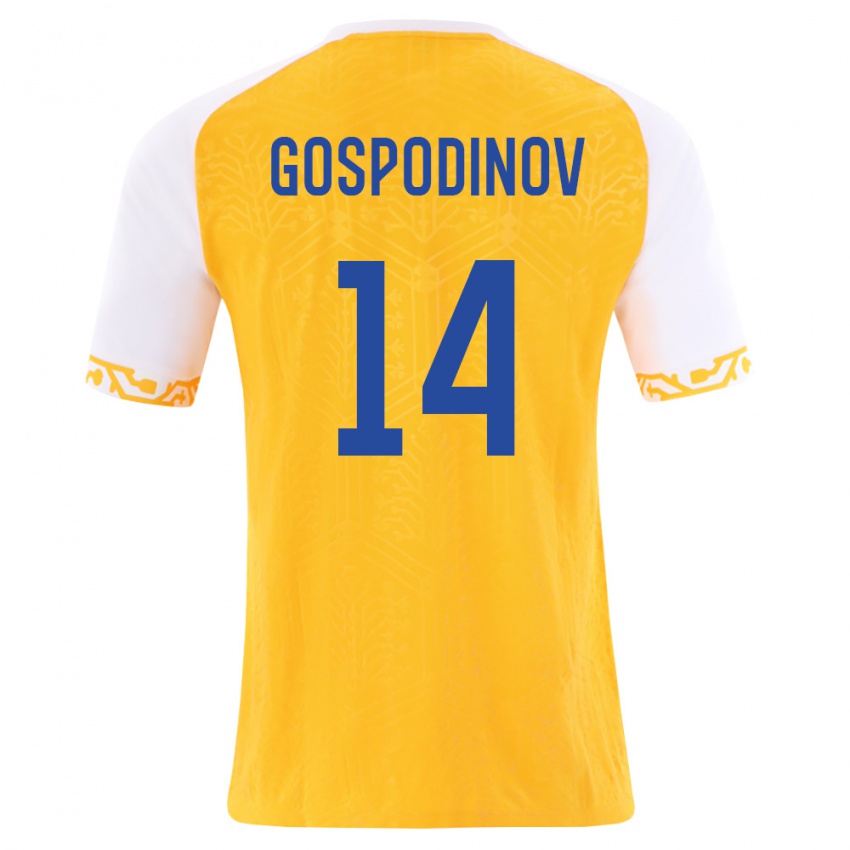 ילדים מולדובה Petar Gospodinov #14 צהוב לבן הרחק ג'רזי 26-28 חולצה קצרה