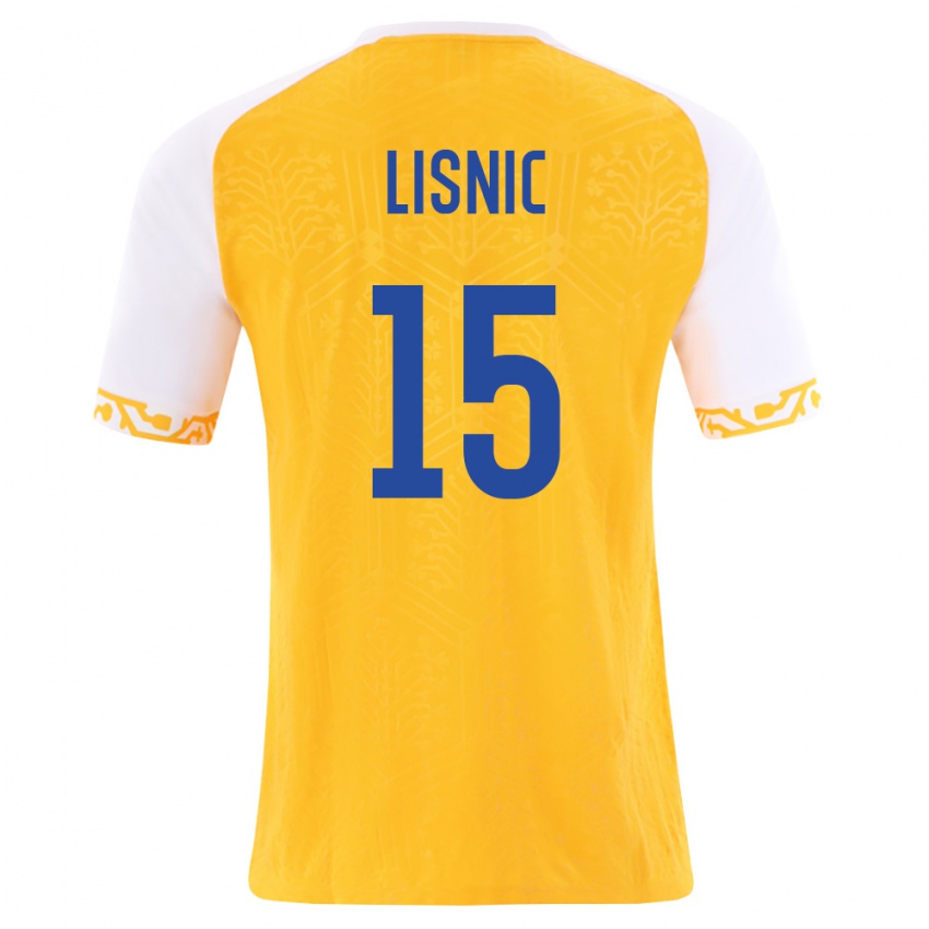 ילדים מולדובה Chiril Lisnic #15 צהוב לבן הרחק ג'רזי 26-28 חולצה קצרה