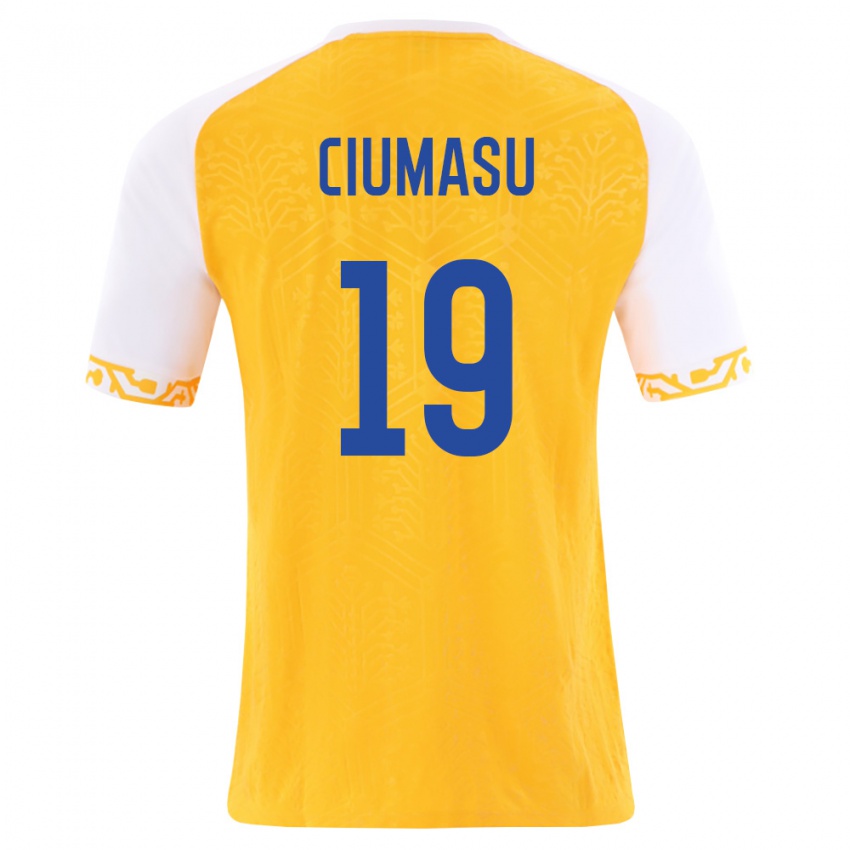 ילדים מולדובה Victor Ciumașu #19 צהוב לבן הרחק ג'רזי 26-28 חולצה קצרה