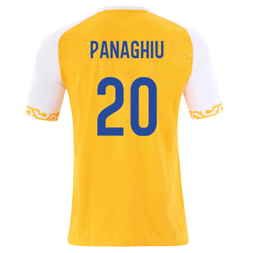 ילדים מולדובה Dorin Panaghiu #20 צהוב לבן הרחק ג'רזי 26-28 חולצה קצרה