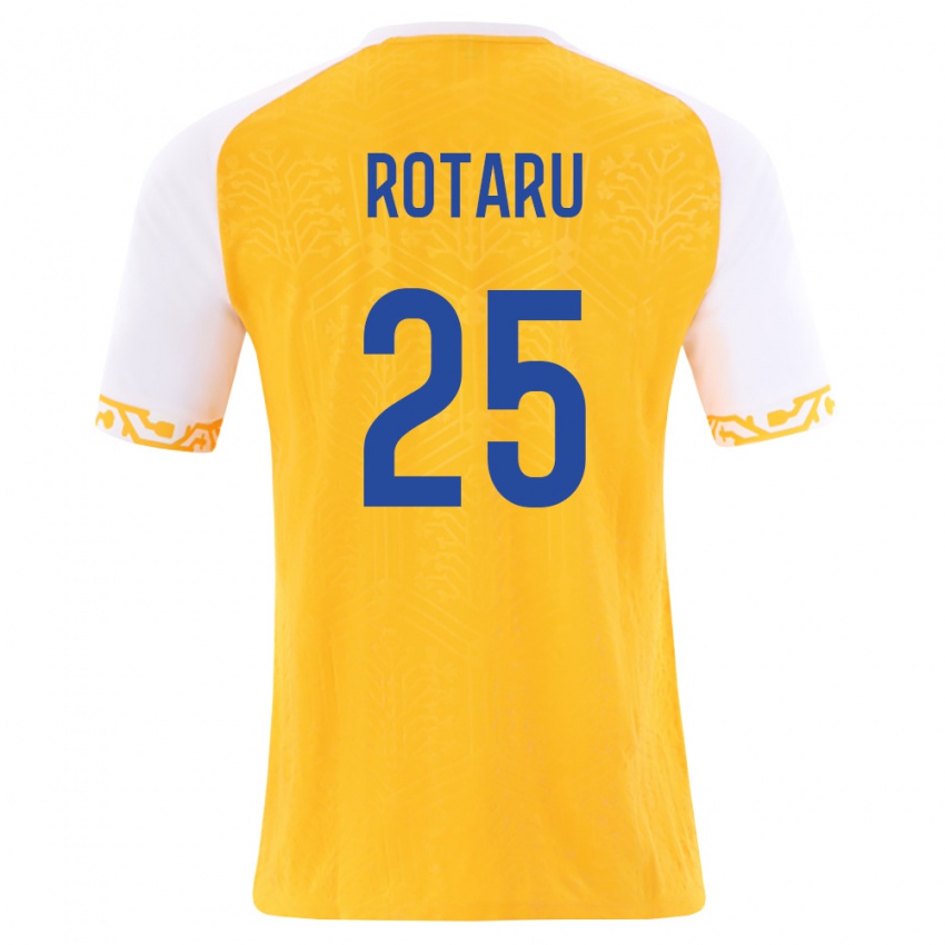 ילדים מולדובה Nicolae Rotaru #25 צהוב לבן הרחק ג'רזי 26-28 חולצה קצרה
