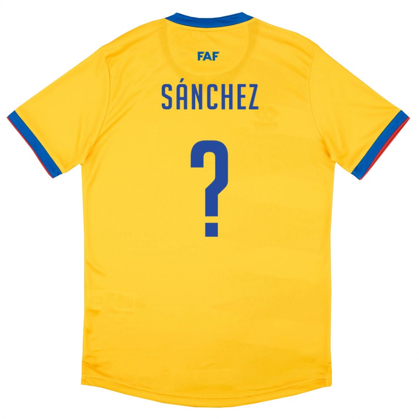 ילדים אנדורה Bernat Sánchez #0 צהוב כחול אדום הרחק ג'רזי 26-28 חולצה קצרה