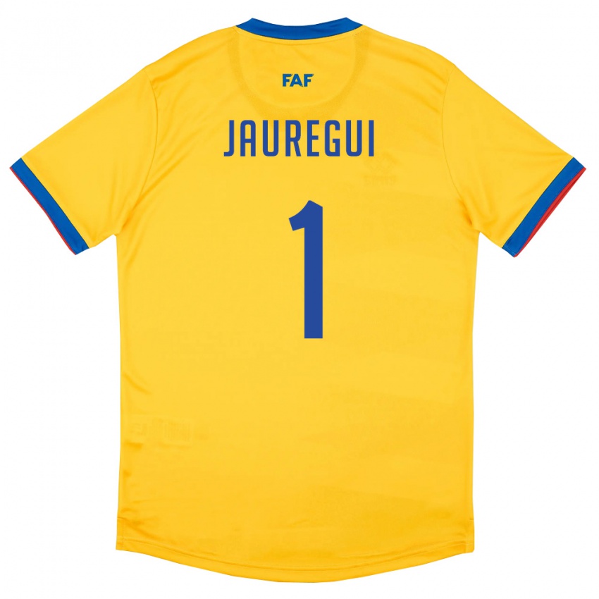 ילדים אנדורה Alex Jauregui #1 צהוב כחול אדום הרחק ג'רזי 26-28 חולצה קצרה