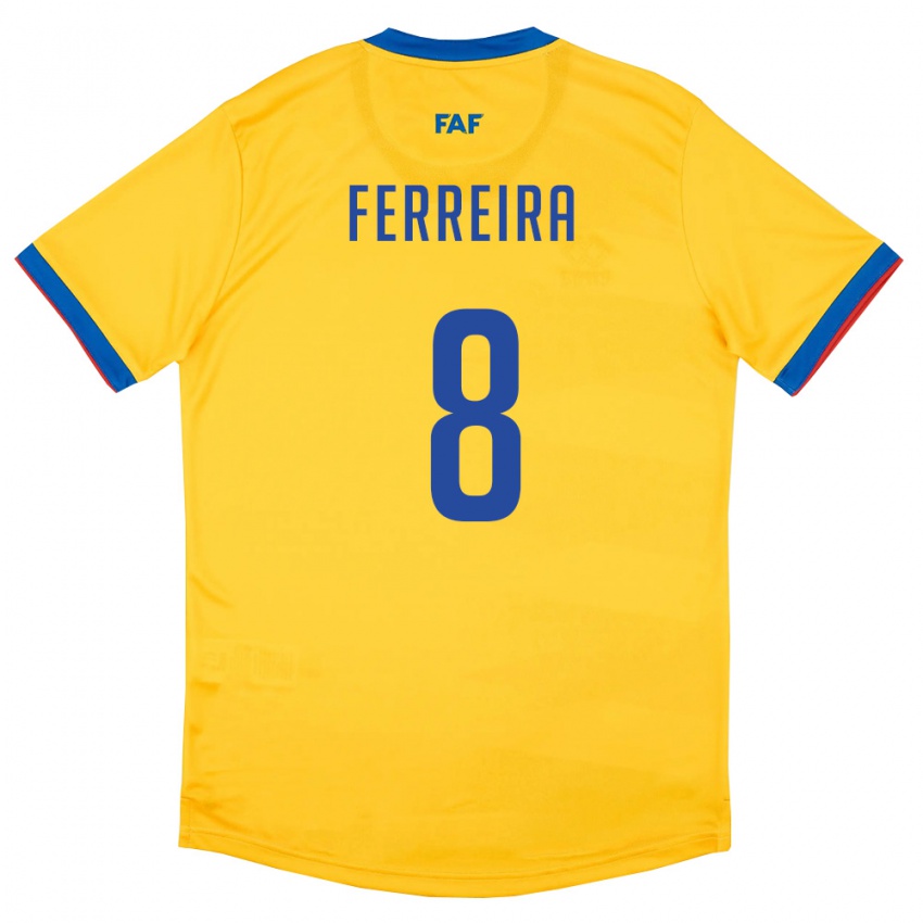 ילדים אנדורה Hugo Ferreira #8 צהוב כחול אדום הרחק ג'רזי 26-28 חולצה קצרה