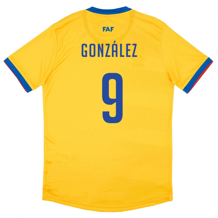 ילדים אנדורה Carlos González #9 צהוב כחול אדום הרחק ג'רזי 26-28 חולצה קצרה