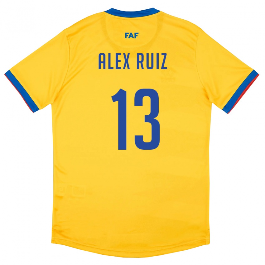 ילדים אנדורה Alex Ruiz #13 צהוב כחול אדום הרחק ג'רזי 26-28 חולצה קצרה