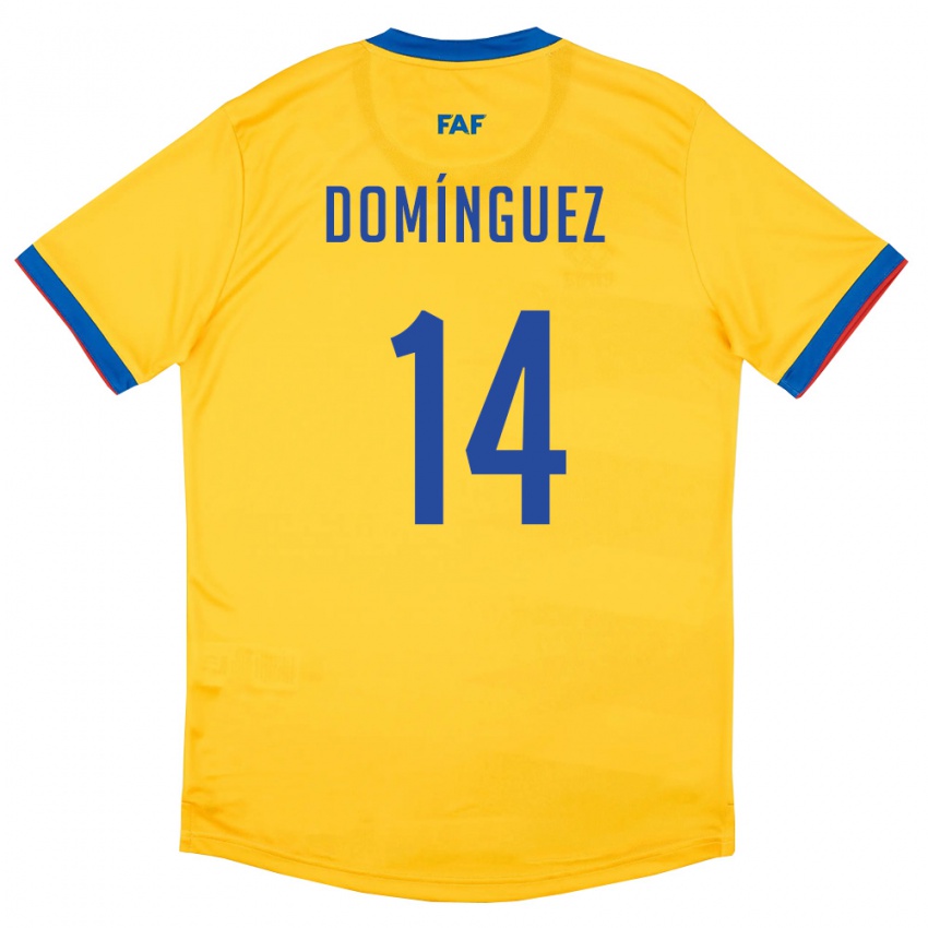 ילדים אנדורה Iván Domínguez #14 צהוב כחול אדום הרחק ג'רזי 26-28 חולצה קצרה