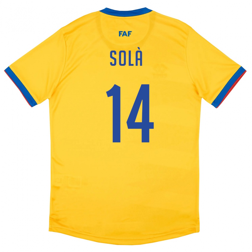 ילדים אנדורה Roger Solà #14 צהוב כחול אדום הרחק ג'רזי 26-28 חולצה קצרה