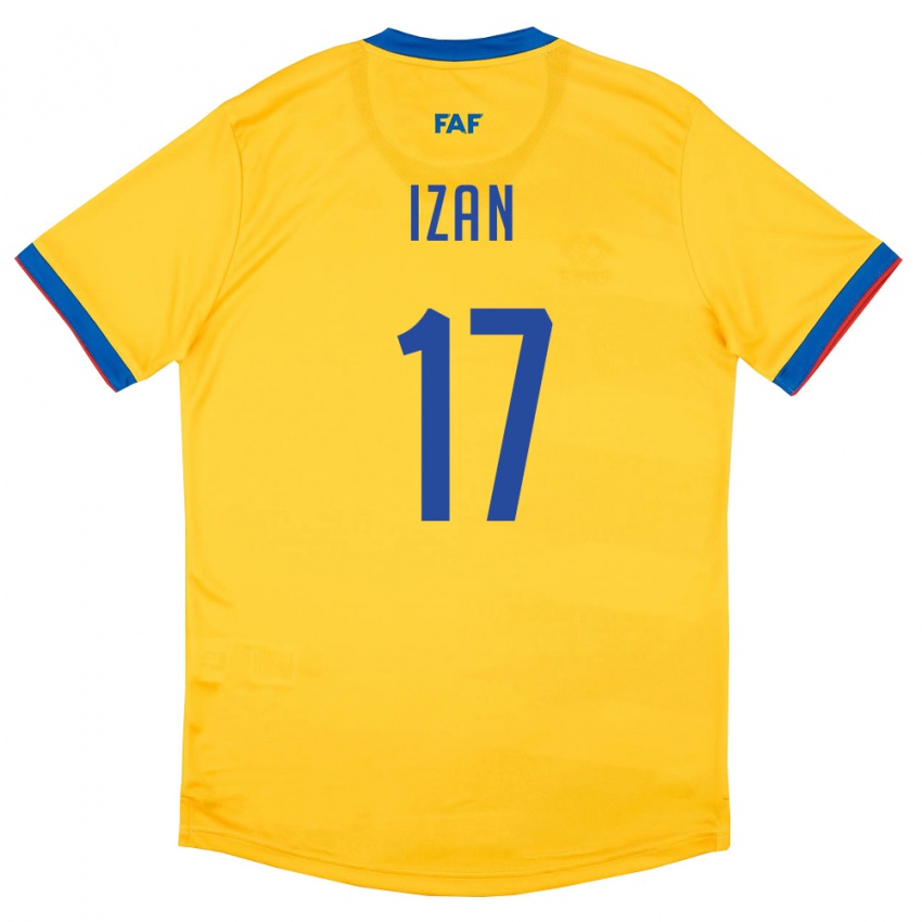 ילדים אנדורה Izan Fernández #17 צהוב כחול אדום הרחק ג'רזי 26-28 חולצה קצרה