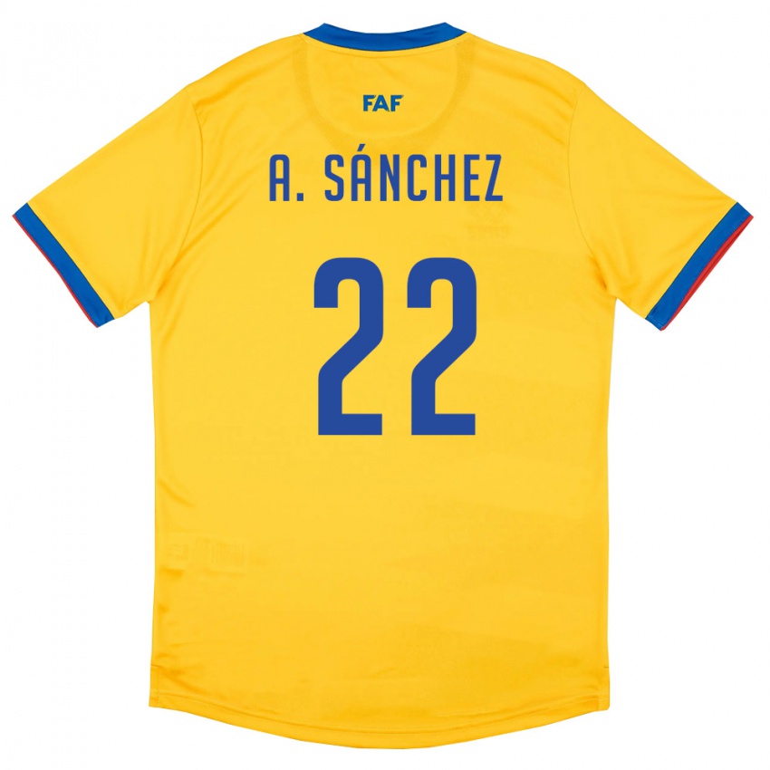 ילדים אנדורה Aaron Sánchez #22 צהוב כחול אדום הרחק ג'רזי 26-28 חולצה קצרה