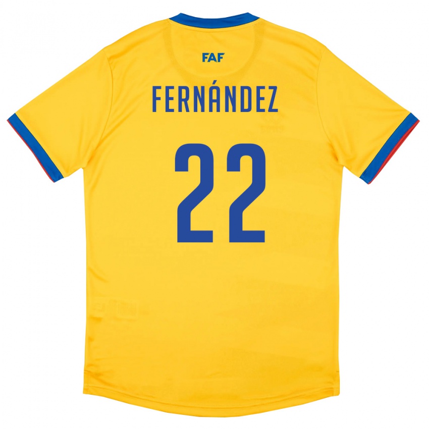 ילדים אנדורה Lucas Fernández #22 צהוב כחול אדום הרחק ג'רזי 26-28 חולצה קצרה