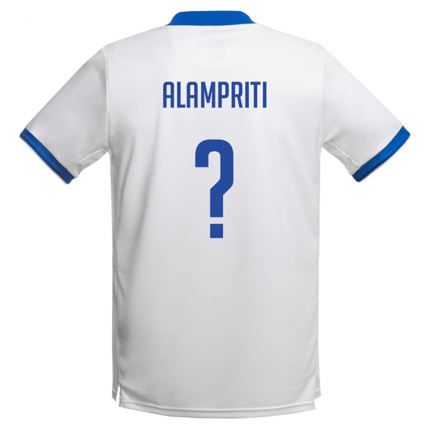 ילדים קפריסין Christos Alampriti #0 לבן כחול מלכותי הרחק ג'רזי 26-28 חולצה קצרה