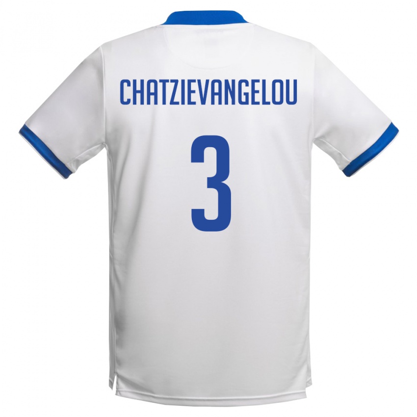 ילדים קפריסין Petros Chatzievangelou #3 לבן כחול מלכותי הרחק ג'רזי 26-28 חולצה קצרה