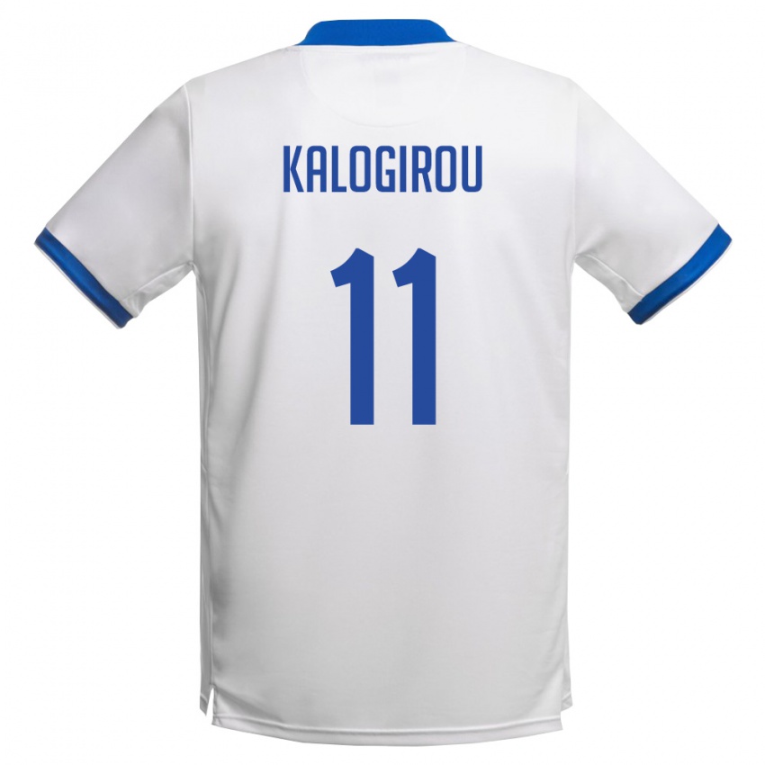 ילדים קפריסין Theodoros Kalogirou #11 לבן כחול מלכותי הרחק ג'רזי 26-28 חולצה קצרה