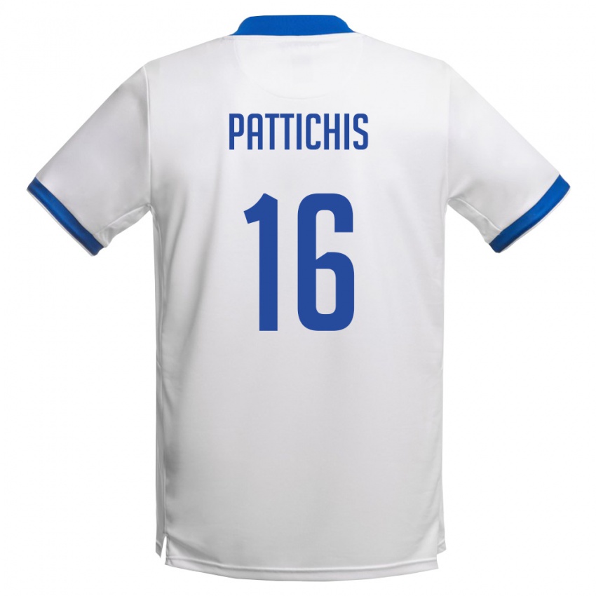 ילדים קפריסין Konstantinos Pattichis #16 לבן כחול מלכותי הרחק ג'רזי 26-28 חולצה קצרה