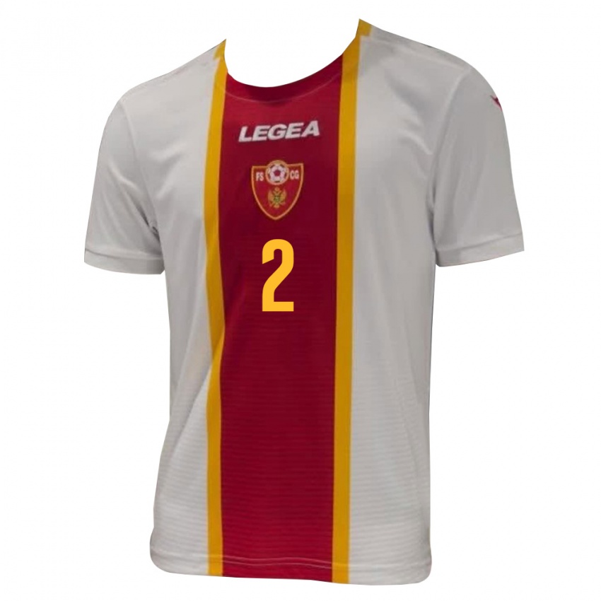 ילדים מונטנגרו סטפן מיליץ' #2 לבן אדום צהוב הרחק ג'רזי 26-28 חולצה קצרה