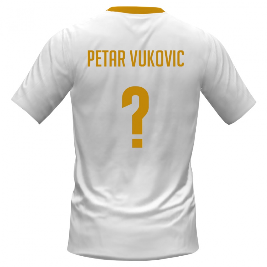 ילדים מונטנגרו Petar Vukovic #0 לבן אדום צהוב הרחק ג'רזי 26-28 חולצה קצרה