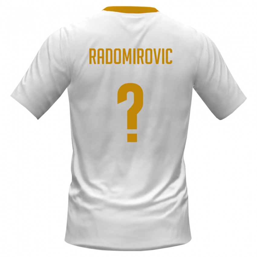 ילדים מונטנגרו Petar Radomirovic #0 לבן אדום צהוב הרחק ג'רזי 26-28 חולצה קצרה