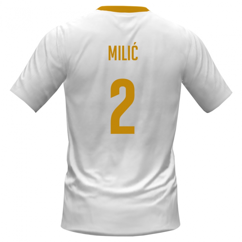 ילדים מונטנגרו סטפן מיליץ' #2 לבן אדום צהוב הרחק ג'רזי 26-28 חולצה קצרה