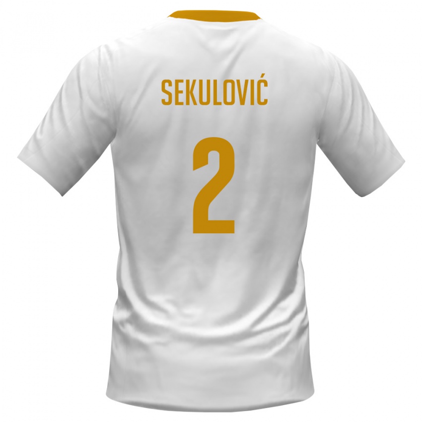 ילדים מונטנגרו Petar Sekulović #2 לבן אדום צהוב הרחק ג'רזי 26-28 חולצה קצרה