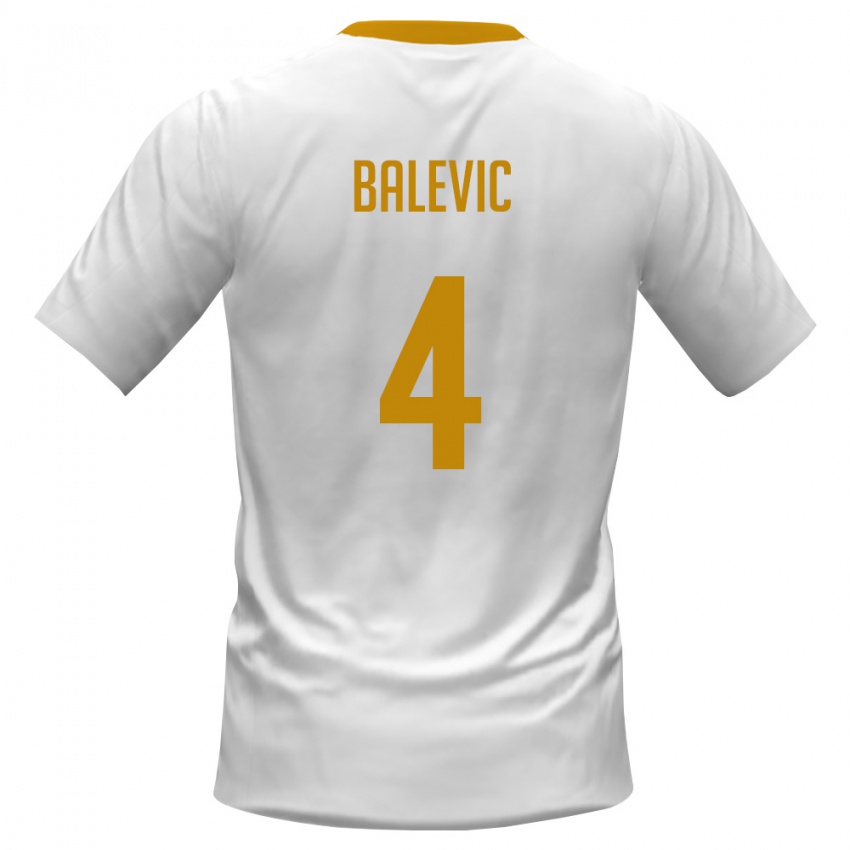 ילדים מונטנגרו Nikola Balevic #4 לבן אדום צהוב הרחק ג'רזי 26-28 חולצה קצרה
