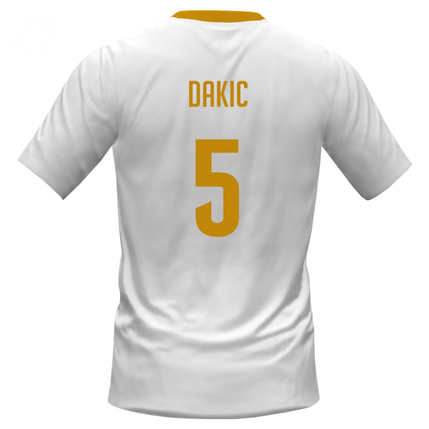 ילדים מונטנגרו דמיאן דאקיץ׳ #5 לבן אדום צהוב הרחק ג'רזי 26-28 חולצה קצרה