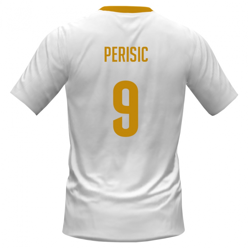 ילדים מונטנגרו Vladimir Perisic #9 לבן אדום צהוב הרחק ג'רזי 26-28 חולצה קצרה