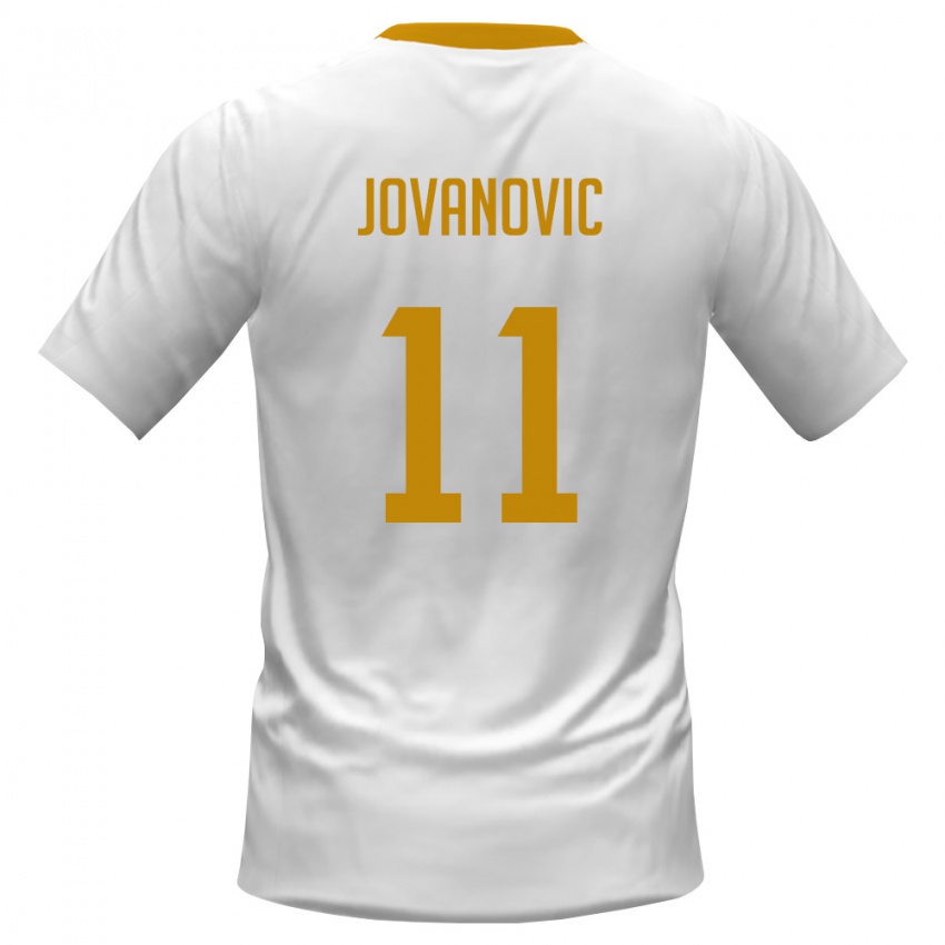 ילדים מונטנגרו מטיה יובאנוביץ׳ #11 לבן אדום צהוב הרחק ג'רזי 26-28 חולצה קצרה